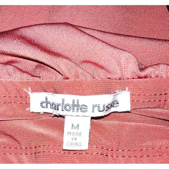 Charlotte Russe Coral Off-Shoulder Wide-Leg Jumpsuit With Tie Waist Medium - Picture 4 of 4